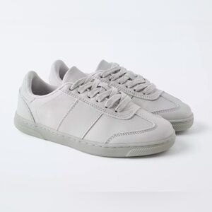 New Zara Kids Shoes Boys Leather Gray Sneakers Sz 12